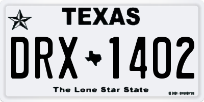 TX license plate DRX1402