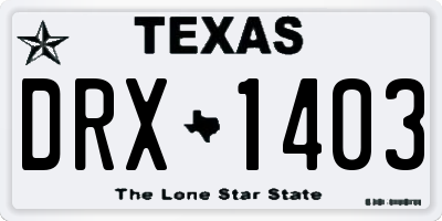 TX license plate DRX1403