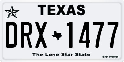 TX license plate DRX1477