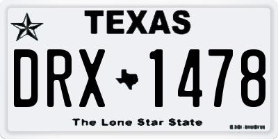 TX license plate DRX1478