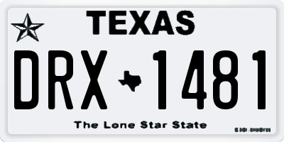 TX license plate DRX1481