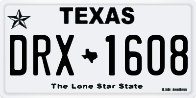 TX license plate DRX1608