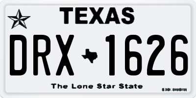 TX license plate DRX1626