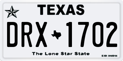 TX license plate DRX1702