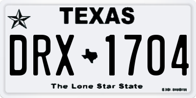 TX license plate DRX1704