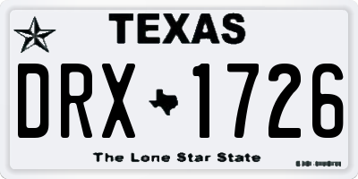 TX license plate DRX1726