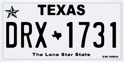 TX license plate DRX1731