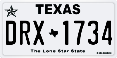 TX license plate DRX1734