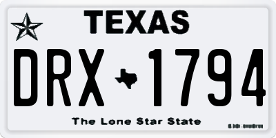 TX license plate DRX1794