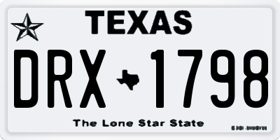 TX license plate DRX1798