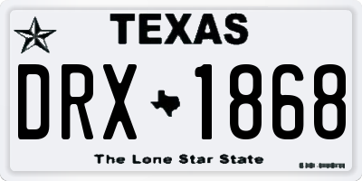 TX license plate DRX1868