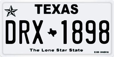 TX license plate DRX1898