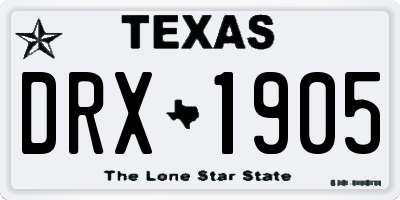 TX license plate DRX1905