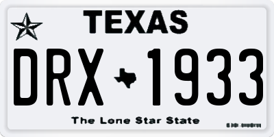 TX license plate DRX1933
