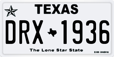 TX license plate DRX1936