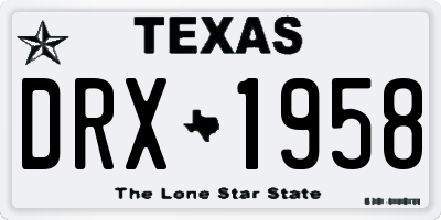 TX license plate DRX1958