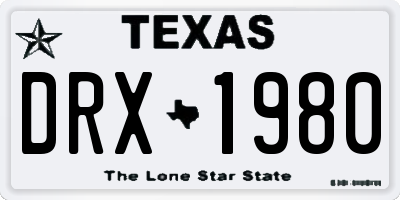 TX license plate DRX1980
