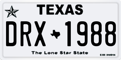 TX license plate DRX1988