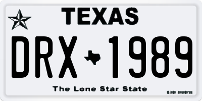 TX license plate DRX1989