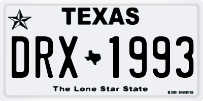 TX license plate DRX1993