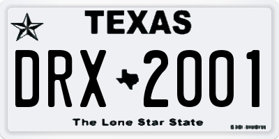 TX license plate DRX2001