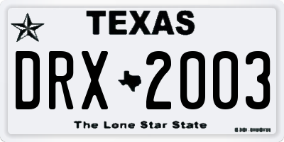 TX license plate DRX2003