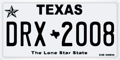 TX license plate DRX2008