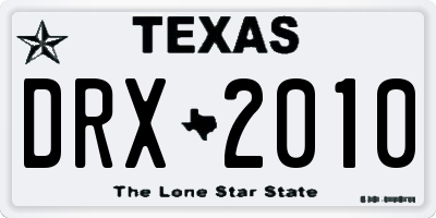 TX license plate DRX2010