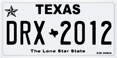 TX license plate DRX2012