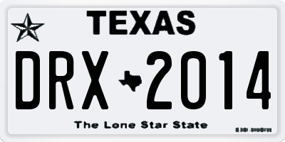 TX license plate DRX2014