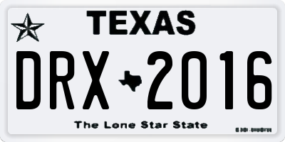 TX license plate DRX2016