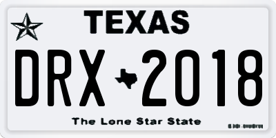 TX license plate DRX2018