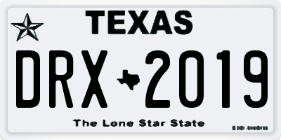 TX license plate DRX2019