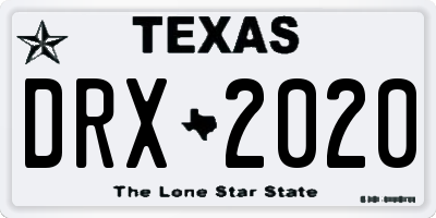 TX license plate DRX2020
