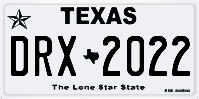 TX license plate DRX2022