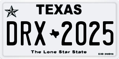 TX license plate DRX2025