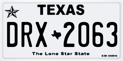 TX license plate DRX2063