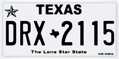 TX license plate DRX2115