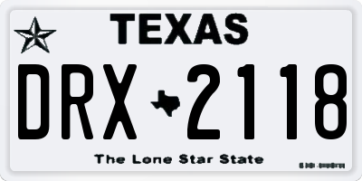 TX license plate DRX2118