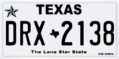 TX license plate DRX2138