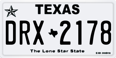 TX license plate DRX2178