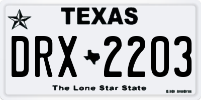 TX license plate DRX2203
