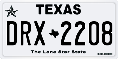 TX license plate DRX2208