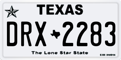 TX license plate DRX2283