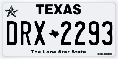 TX license plate DRX2293