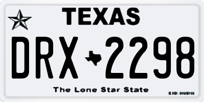 TX license plate DRX2298