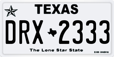 TX license plate DRX2333