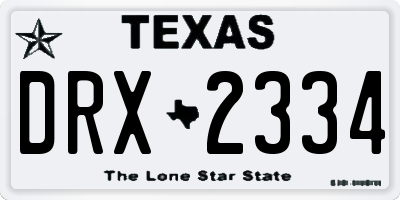 TX license plate DRX2334