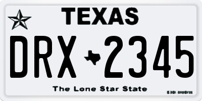 TX license plate DRX2345