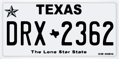 TX license plate DRX2362